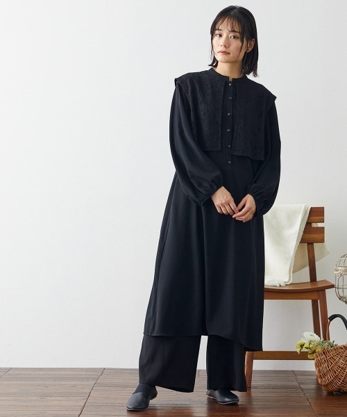 Neina セットアップ 「喪服・礼服」洗える防しわレースベスト風
