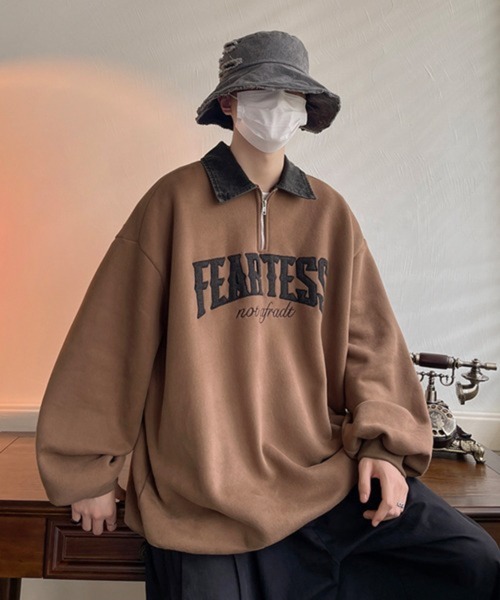 NOWLE（ノウル） トレーナー スウェット 「NOWLE」カレッジロゴ ハーフ