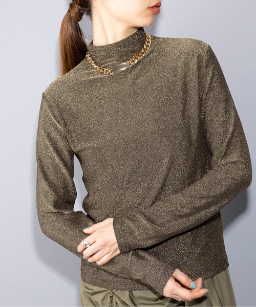 トップス hi SETUP7 tシャツ 「SETUP7」 ラメシアートップス glitter sheer