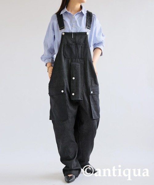 ＊【antiqua】デニムサロペット オーバーオール 男女兼用〈新品タグ付き〉＊ antiqua デニムサロペット サロペット メンズ オーバーオール