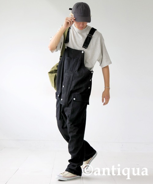 ＊【antiqua】デニムサロペット オーバーオール 男女兼用〈新品タグ付き〉＊ antiqua デニムサロペット サロペット メンズ オーバーオール