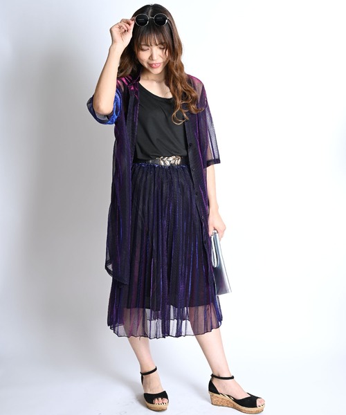 ブラウス シャツ ネオングラデーション シアーシャツ レディース marai ブラウス シャツ ネオングラデーション シアーシャツ