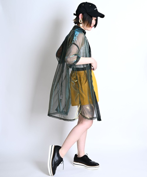 ブラウス シャツ ネオングラデーション シアーシャツ レディース marai ブラウス シャツ ネオングラデーション シアーシャツ