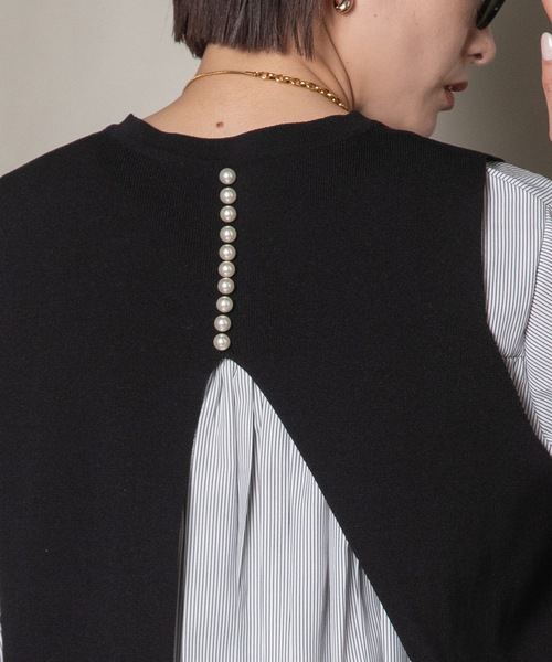 ベスト ジレ 2WAY ニットベスト×バックプリーツシャツ セット