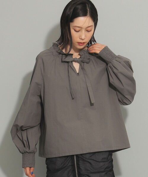 正規 Ray BEAMS ブラウス シャツ ギャザー ネック ボウタイ トップス