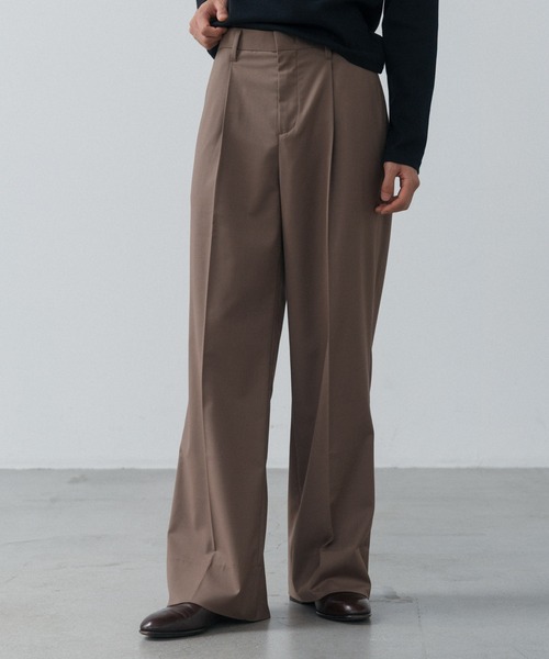 LURAKU ワイドパンツ スラックス 「LURAKU」One tuck straight slacks