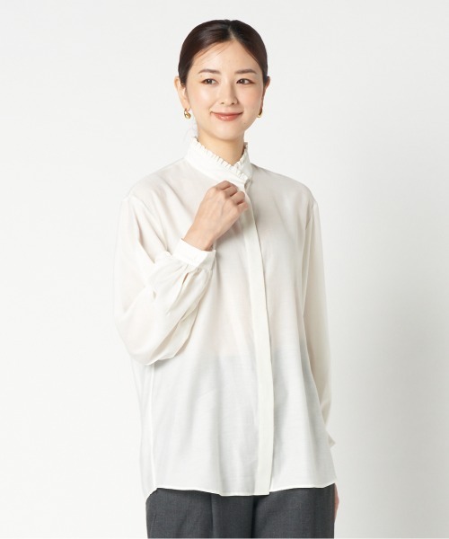 HELIOPOLE（エリオポール） ブラウス シャツ FRILL STAND COLLAR