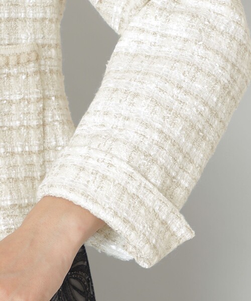 【美品】 TO BE CHIC ノーカラージャケット ツイード ウール100% ファンシーツイードノーカラー ジャケット(ジャケット)｜TO BE