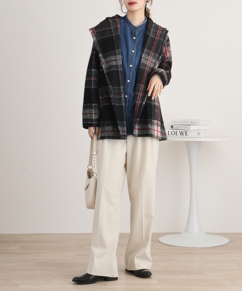 コート アウター BRODIAEA スライバーニットチェックジャケット