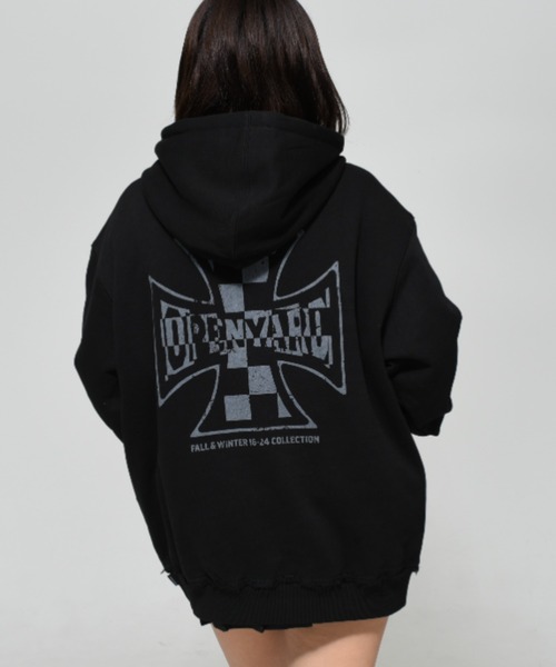 OY（オーワイ） パーカー CHECK CROSS HOODIE/チェッククロスプル 