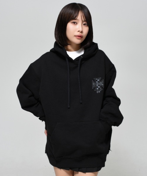 OY（オーワイ） パーカー CHECK CROSS HOODIE/チェッククロスプル 