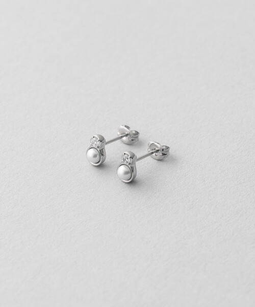 ピアス ピアス パール×ジルコニア レディースの画像
