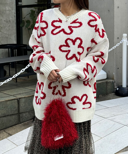 ANDRELUCIANO 馬刺繍 赤ニットセーター ANDRELUCIANO 馬刺繍 赤ニットセーター ANDRE LUCIANO - アンドレ