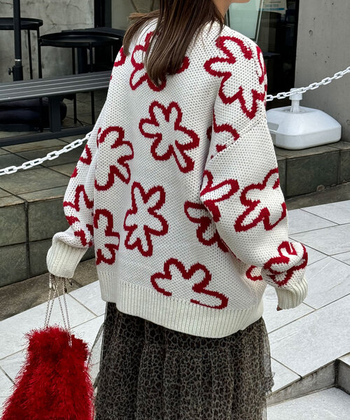 かわいい♡　CIAOPANIC チャオパニック　トップス　ニット　レディース CIAOPANIC（チャオパニック） ニット セーター ハンドライクフラワー
