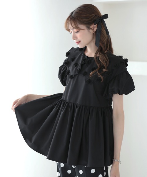 MERAKI（ファッション） ブラウス シャツ フラワー襟