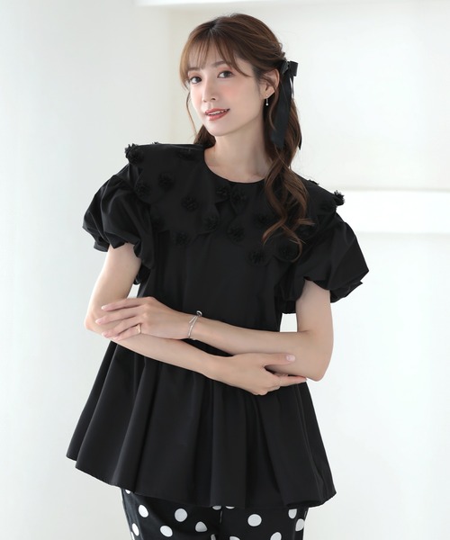 MERAKI（ファッション） ブラウス シャツ フラワー襟