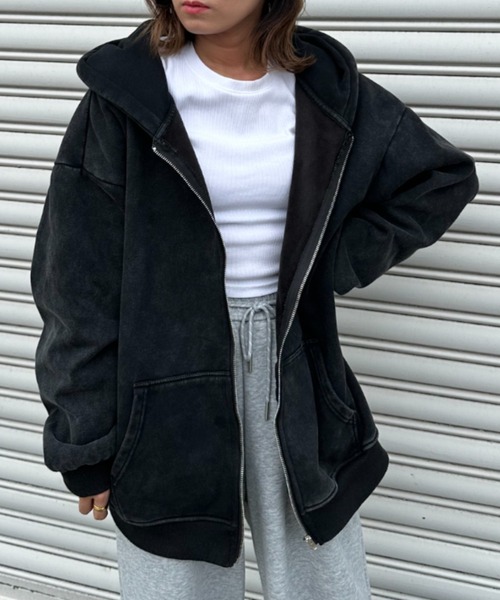 CELENA BEATS パーカー ピグメントウォッシュドジップパーカー