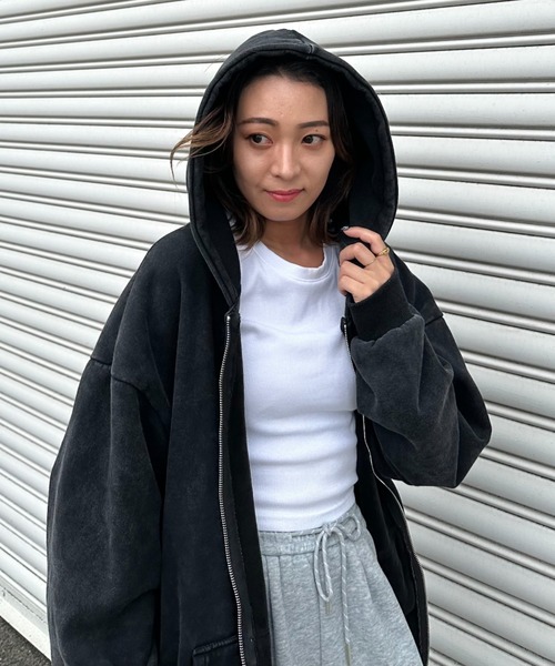 CELENA BEATS パーカー ピグメントウォッシュドジップパーカー