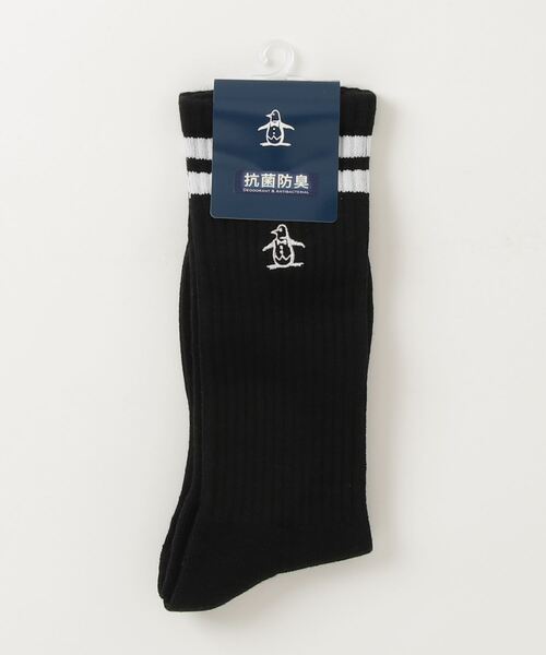 5足【Munsingwear】紳士靴下 リブソックス 黒 クルー丈25〜27 ソックス メンズ 靴下 5足セット 25-27cm リブ編み 無地 黒