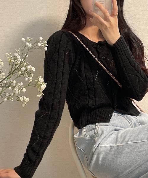 「SONA」 ニットカーディガン FREE ホワイト レディース_画像3