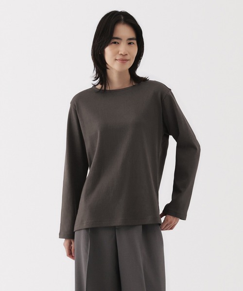無印良品（MUJI） tシャツ 婦人 太番手ボートネック長袖Tシャツ