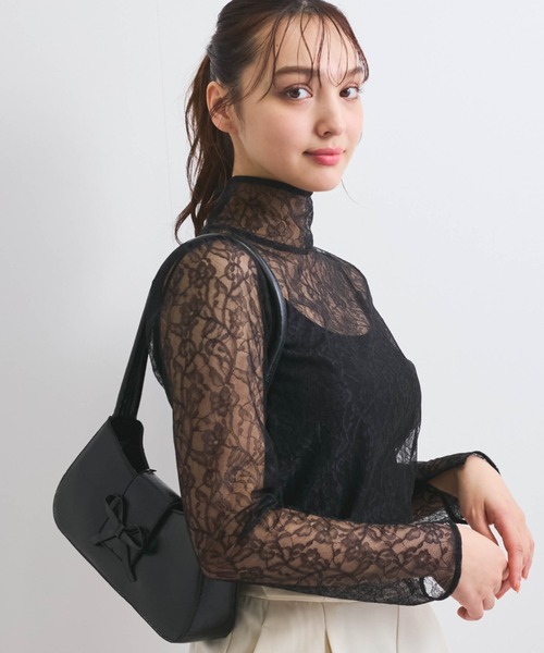 海外限定 PLEASURES ギャザリング タートルネック トップス セール】タートルネックレースシアートップス（Tシャツ