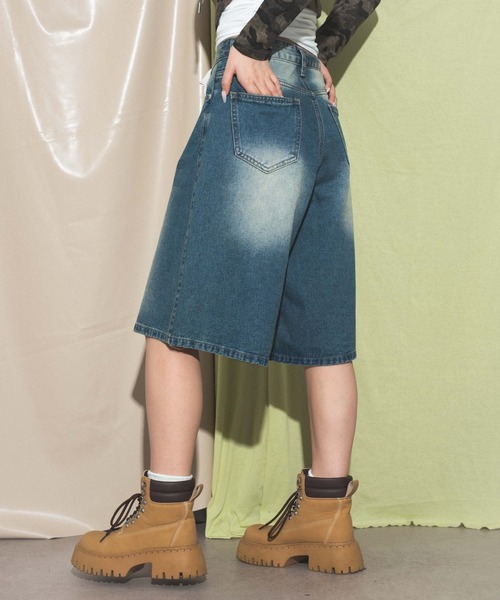 超美品SLY今期25SS完売デニムハーフパンツS ジーンズ 25SS ツイル / デニム シェフショーツ イージーシェフ