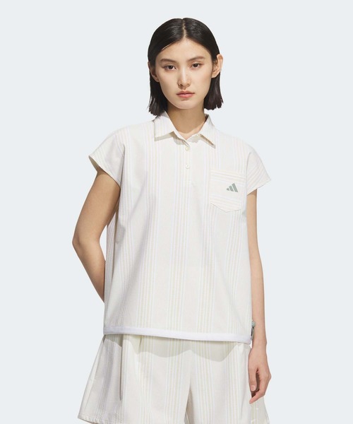 ポロシャツ ポロ シアサッカー フレンチスリーブ シャツ「adidas Golf/アディダスゴルフ」 レディース