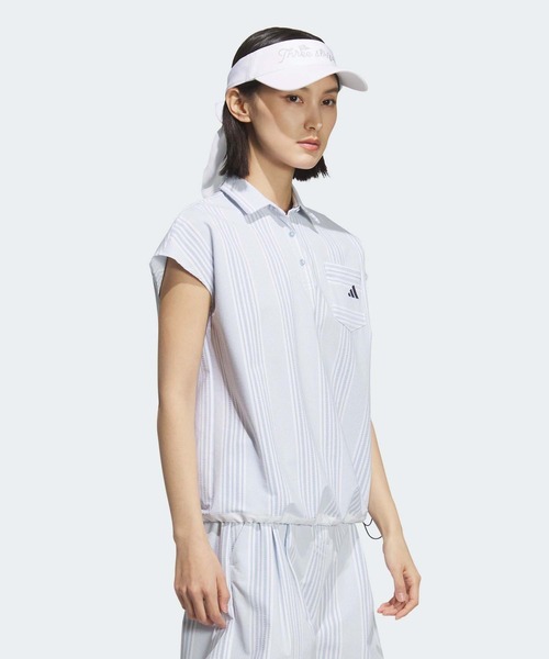 ポロシャツ ポロ シアサッカー フレンチスリーブ シャツ「adidas Golf/アディダスゴルフ」 レディース adidas ポロシャツ ポロ シアサッカー フレンチスリーブ シャツ