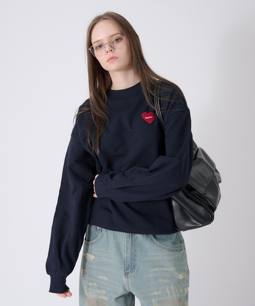 トレーナー スウェット HEARTS EMBROIDERY SWEAT TOP レディース Lazar トレーナー スウェット 別注 Heart Embroidery Sweat