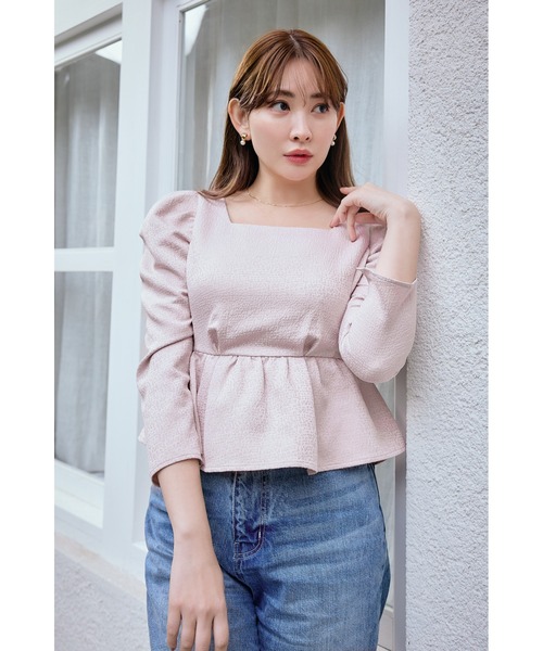 Her lip to tシャツ Volume Sleeve Jacquard Top レディース