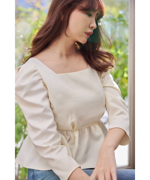 herlipto Volume Sleeve Jacquard Top Mサイズ 新色】Volume Sleeve Jacquard Top