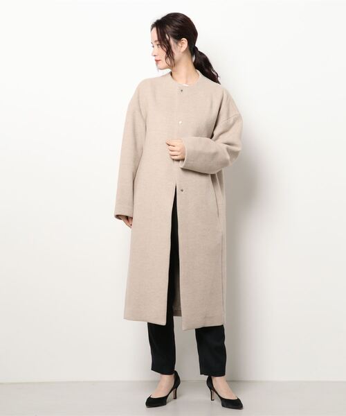 ELENDEEK（エレンディーク） ノーカラーコート 02 ベージュ レディース