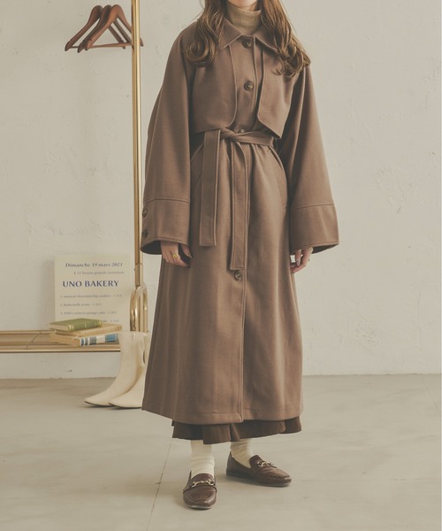 ［新品未使用］Neigeネージュ　コート Ambre Neige（アンブルネージュ） ステンカラーコート FREE モカ