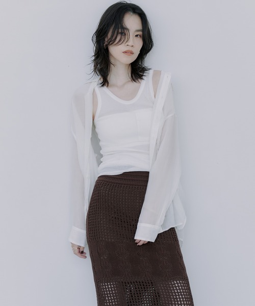 anuans クロシェニットスカート　Ｓサイズ クロシェニットスカート(S BROWN): スカートanuans
