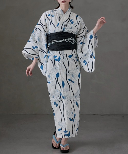 asaka 浴衣 浴衣セット レディース 着付けのいらない簡単二部式浴衣
