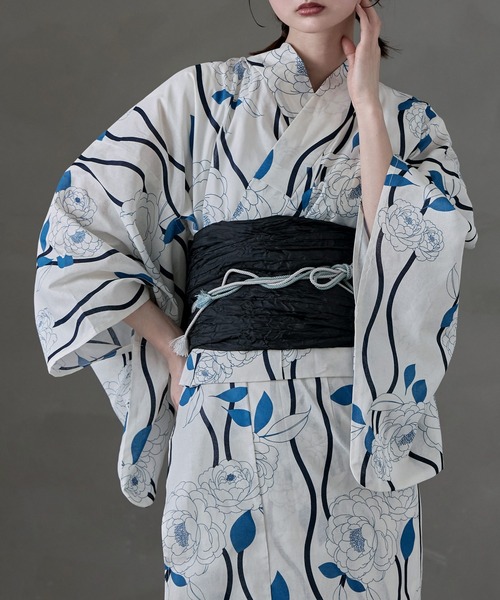 asaka 浴衣 浴衣セット レディース 着付けのいらない簡単二部式浴衣