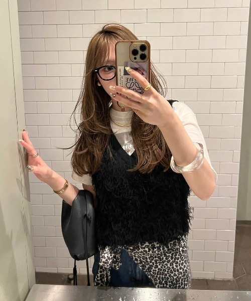フリンジ ジレ 黒 ベスト ジレ ループフリンジベスト レディース : ZOZOTOWN Yahoo