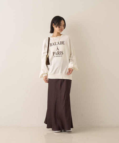 RHヴィンテージ　バルーンスリーブ　ダメージスウェット　白 Rouge vif Anna（ルージュヴィフアンナ） トレーナー スウェット 裏毛