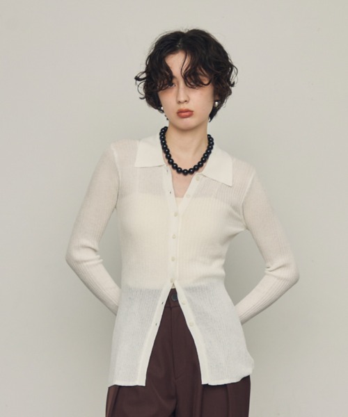 Trish（トリッシュ） ニット セーター ポロ衿シアーロングスリーブ