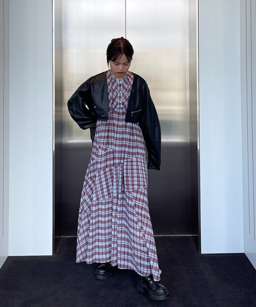 ワンピース Ameri IRREGULAR PLAID PATTERN DRESS Ameri（アメリ） ワンピース IRREGULAR PLAID PATTERN DRESS