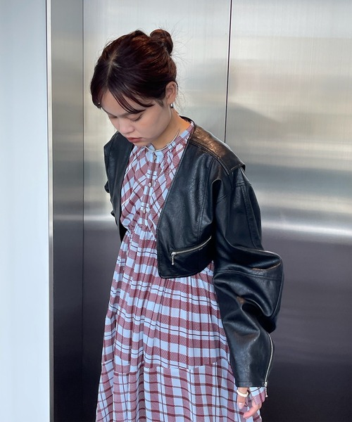 Ameri（アメリ） ワンピース IRREGULAR PLAID PATTERN DRESS