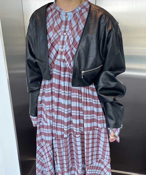 Ameri（アメリ） ワンピース IRREGULAR PLAID PATTERN DRESS