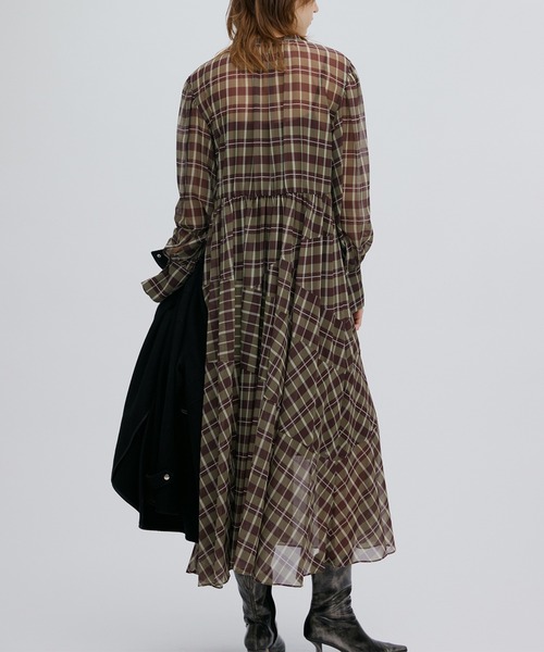 Ameri（アメリ） ワンピース IRREGULAR PLAID PATTERN DRESS
