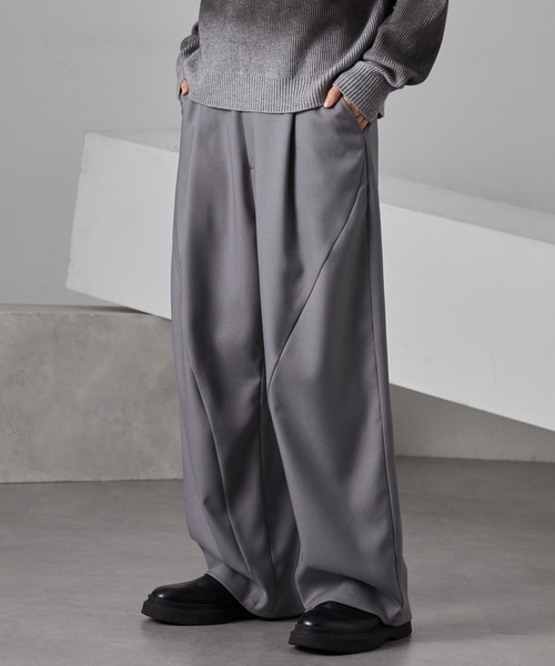 MONO-MART（モノマート） パンツ ウールライク カーブセミワイドタック