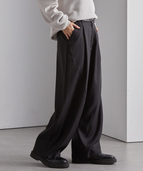 MONO-MART（モノマート） パンツ ウールライク カーブセミワイドタック