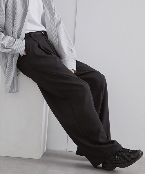 MONO-MART（モノマート） パンツ ウールライク カーブセミワイドタック
