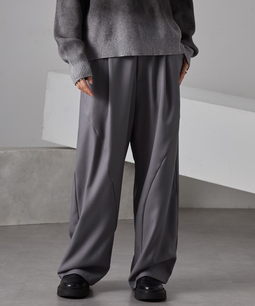 MONO-MART（モノマート） パンツ ウールライク カーブセミワイドタック