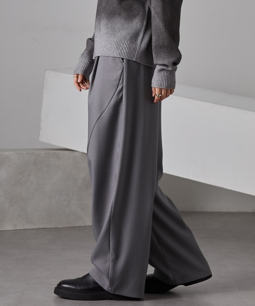 MONO-MART（モノマート） パンツ ウールライク カーブセミワイドタック