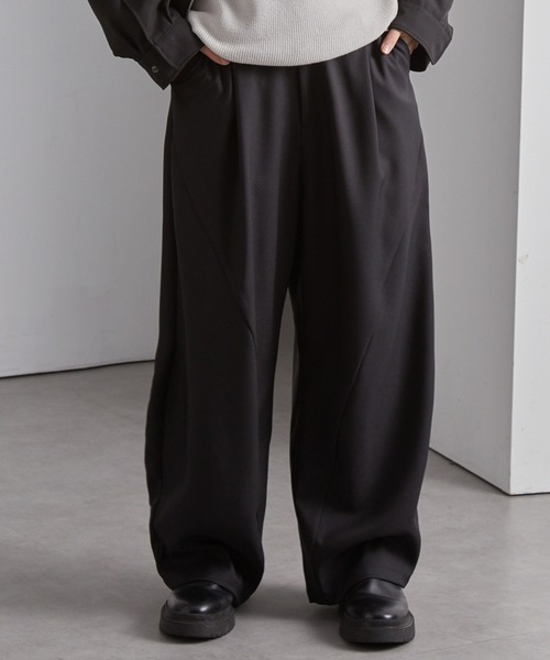MONO-MART（モノマート） パンツ ウールライク カーブセミワイドタック